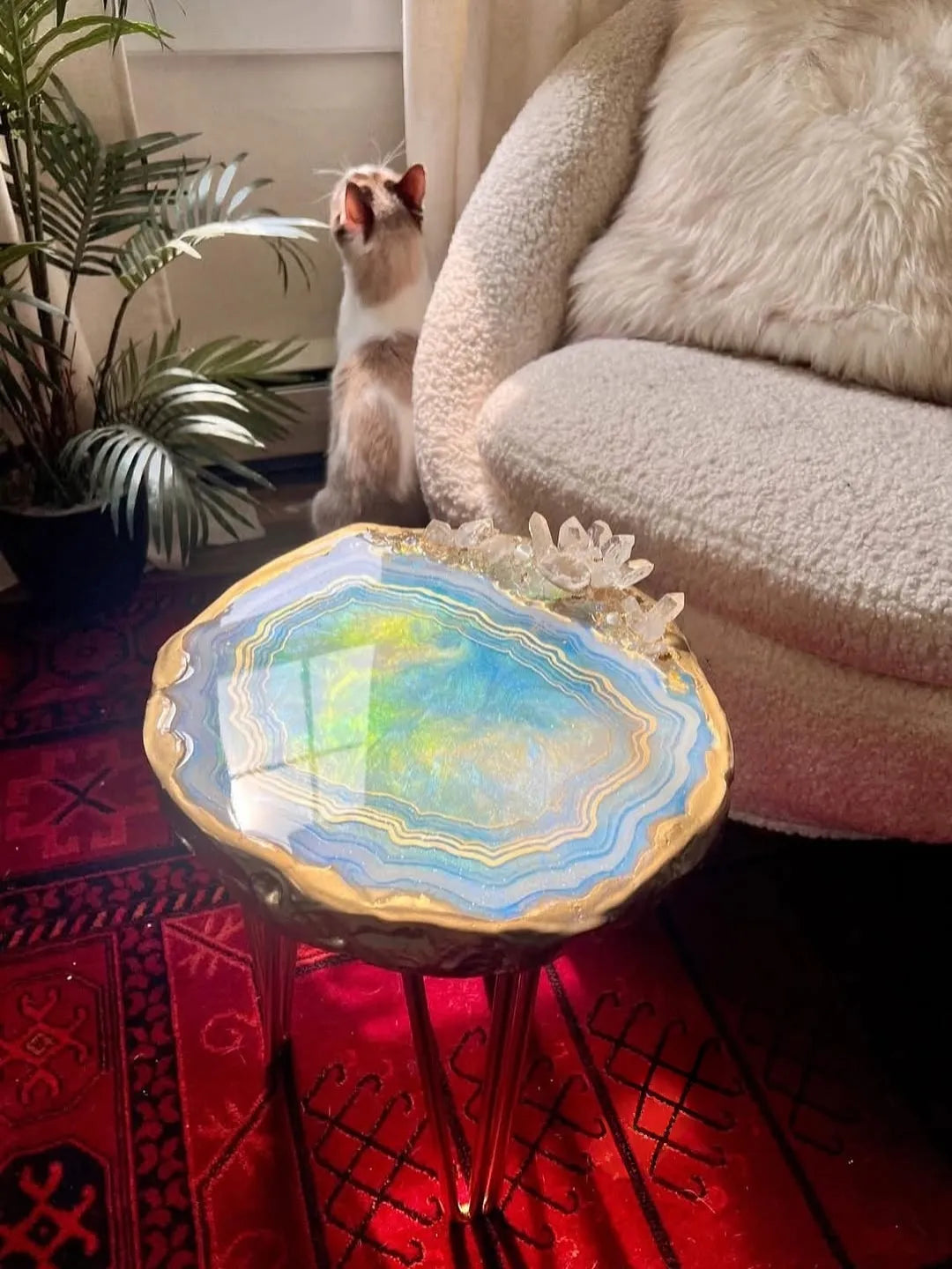 Moonstone Flow Handcrafted Resin Coffee Table