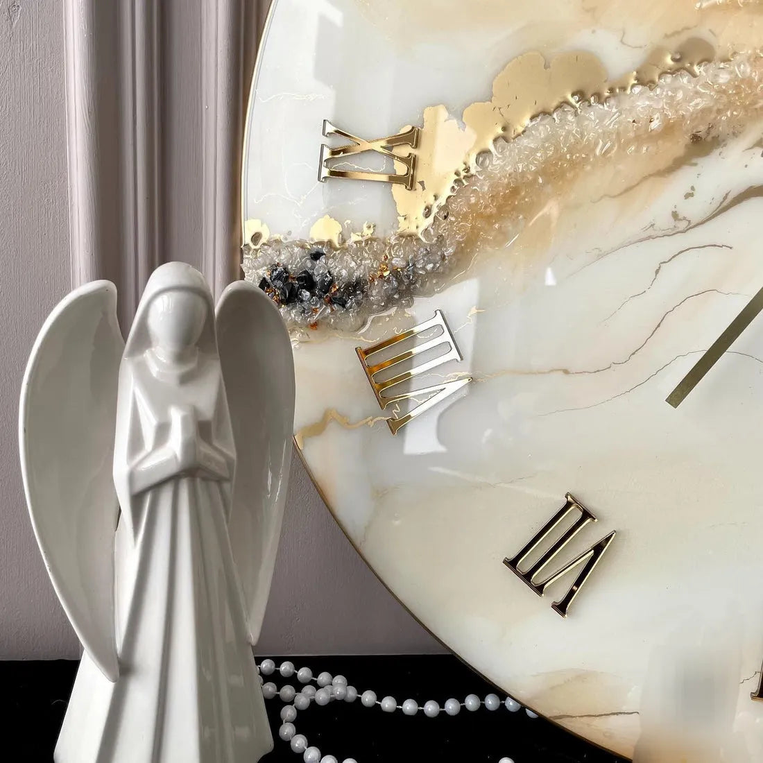 Sapphire Crest Elegant Resin Wall Clock - Pacific Resin Art