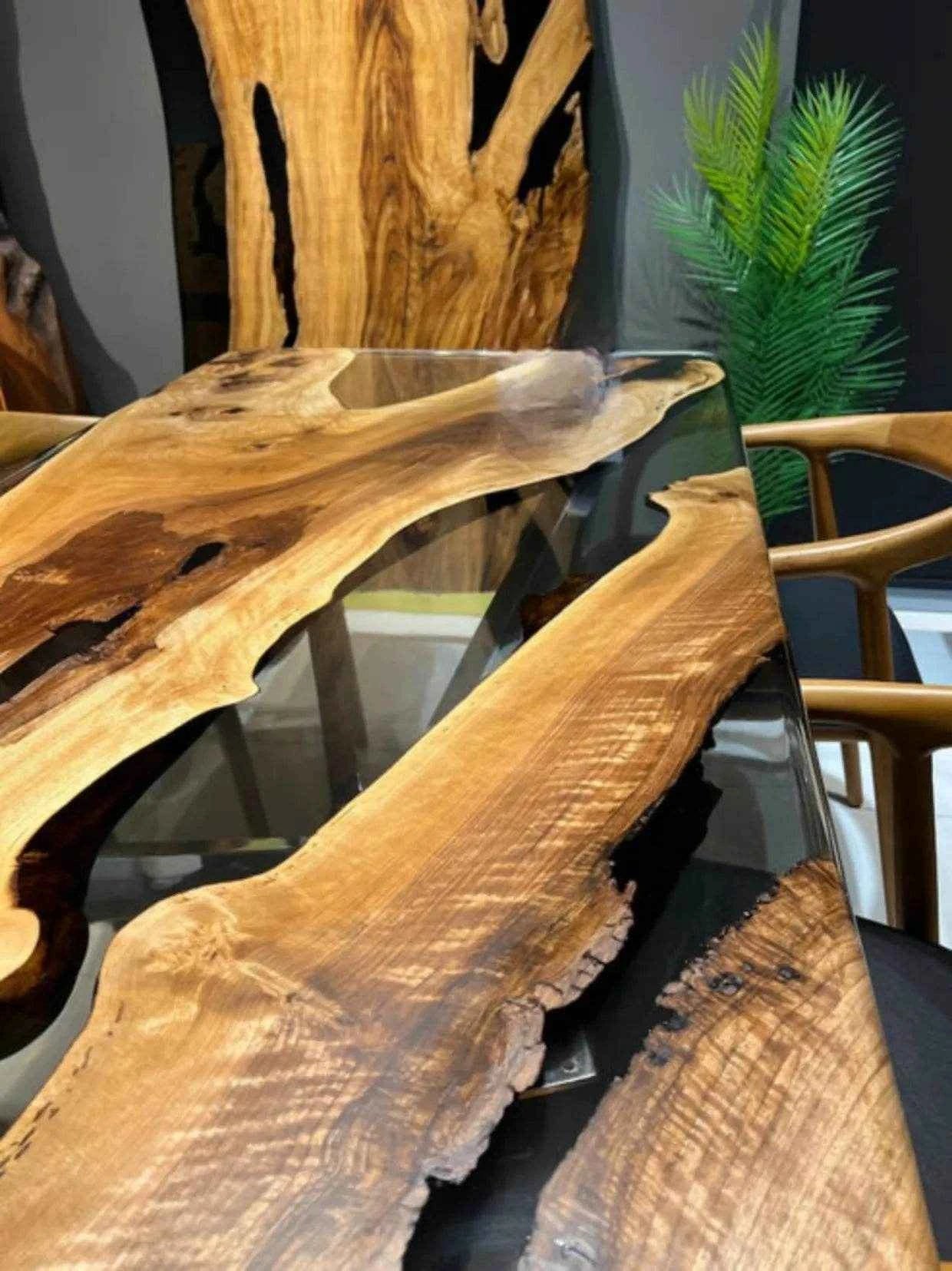 Sapphire Wooden Translucent Resin Dining Table with legs - Pacific Resin Art