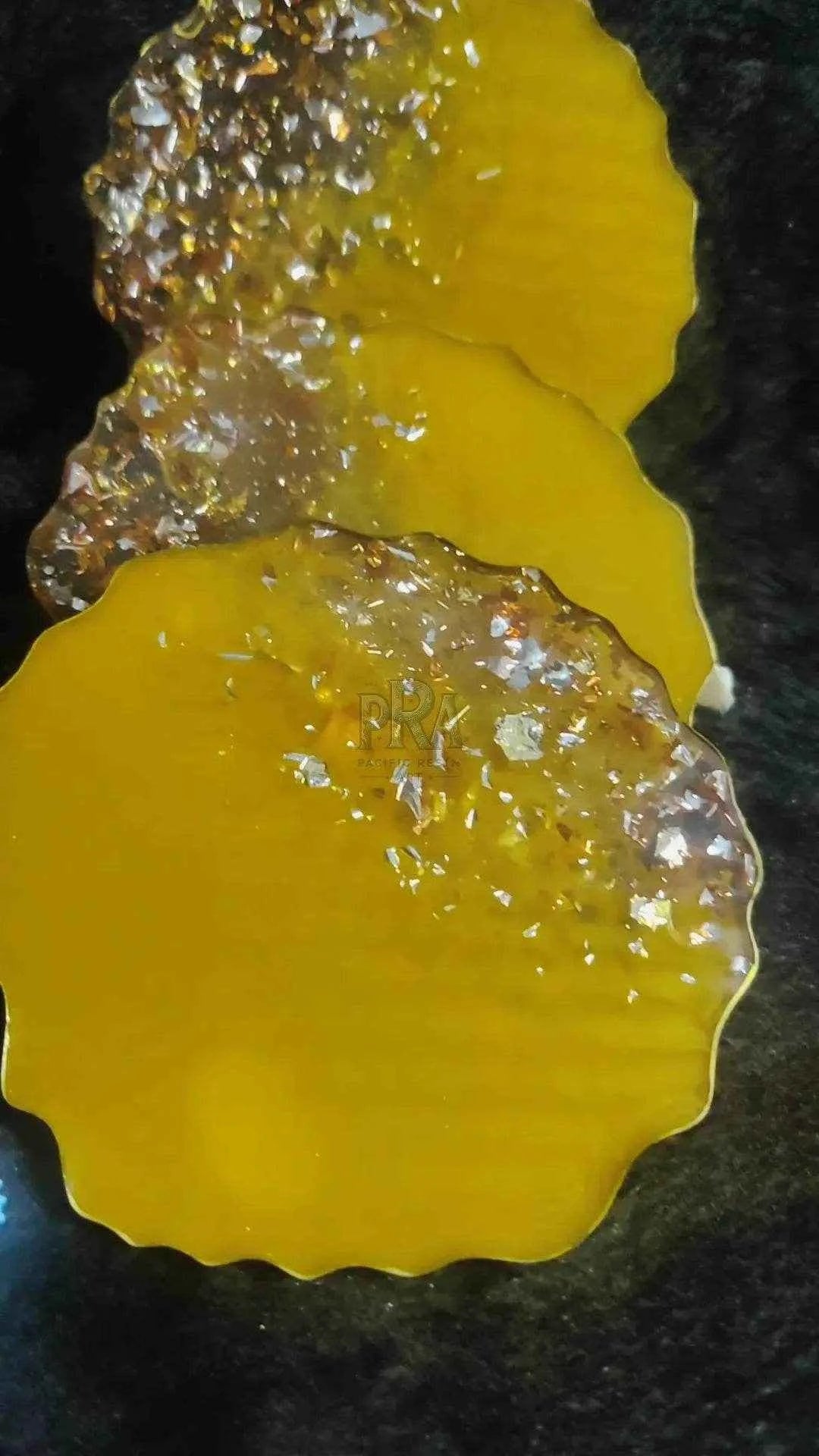 Yellow Coastal Craft Resin Art Coasters | Beautiful Resin tray Coasters - Pacific Resin Art