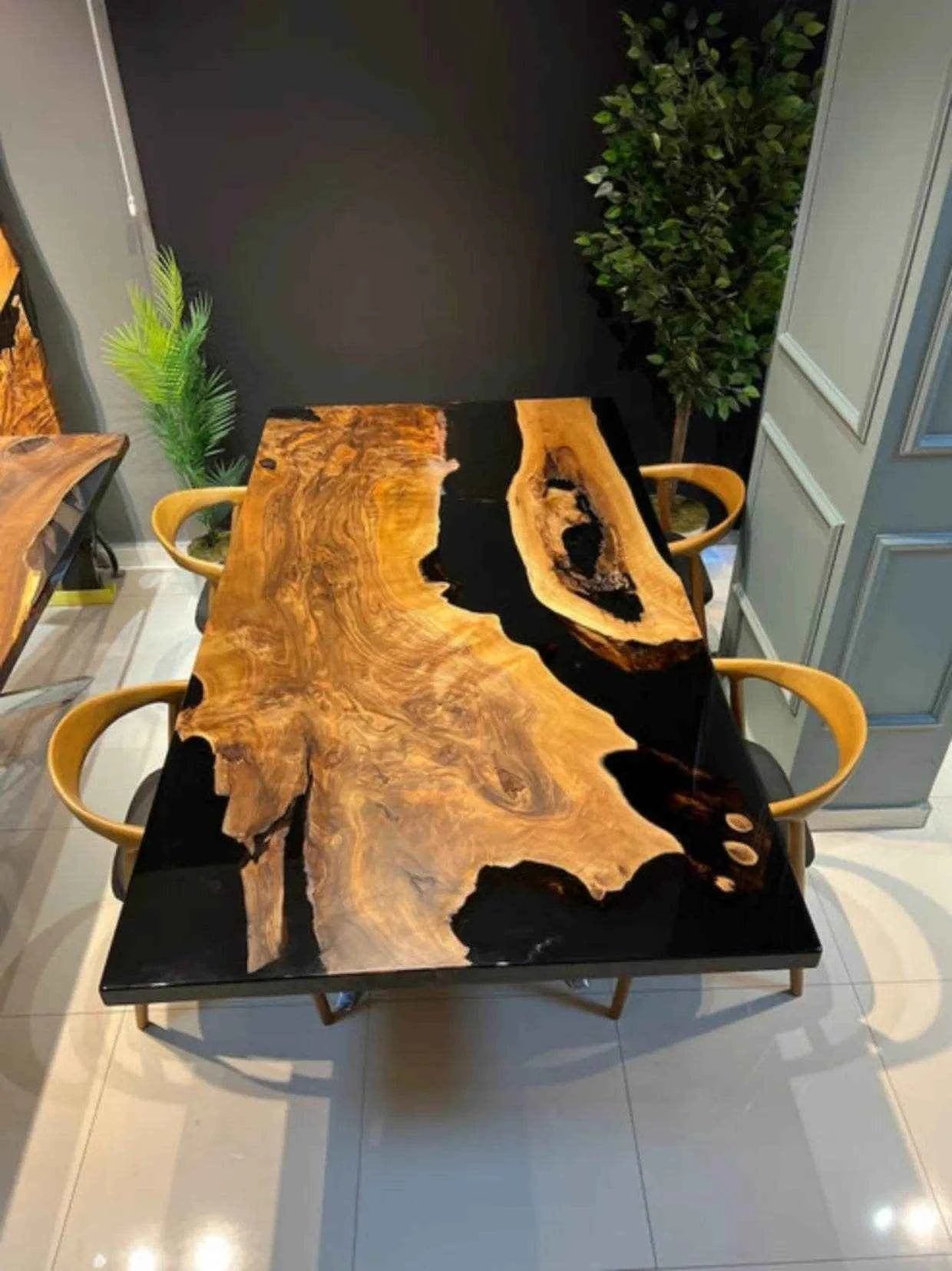 Blackberry Unique Wooden Resin Dining Table with legs - Pacific Resin Art