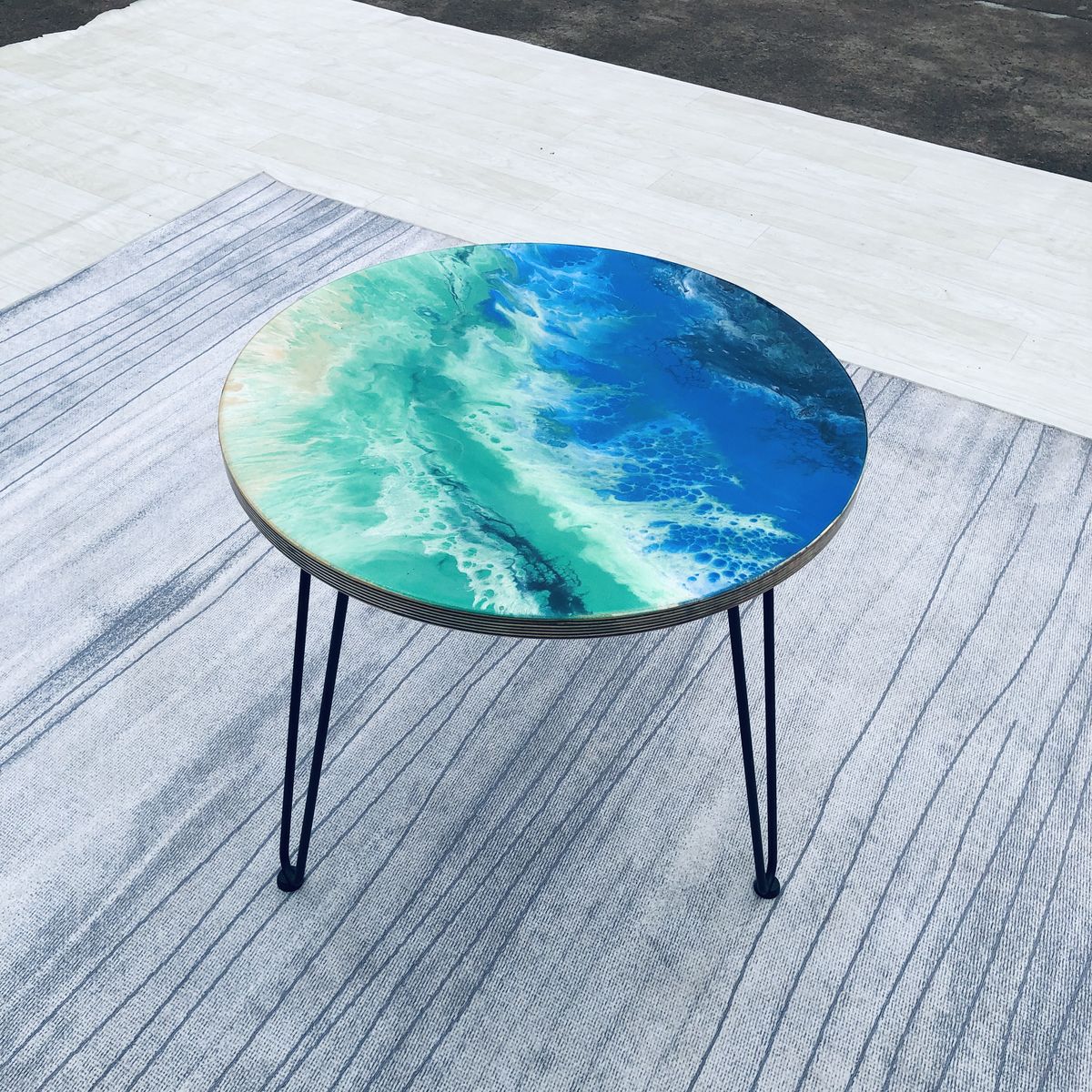 Moonlight Glow Resin Coffee Table with Legs - Pacific Resin Art