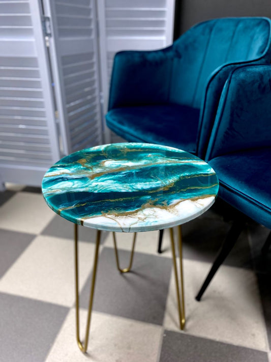 Golden Shore Resin Coffee Table with Legs - Pacific Resin Art
