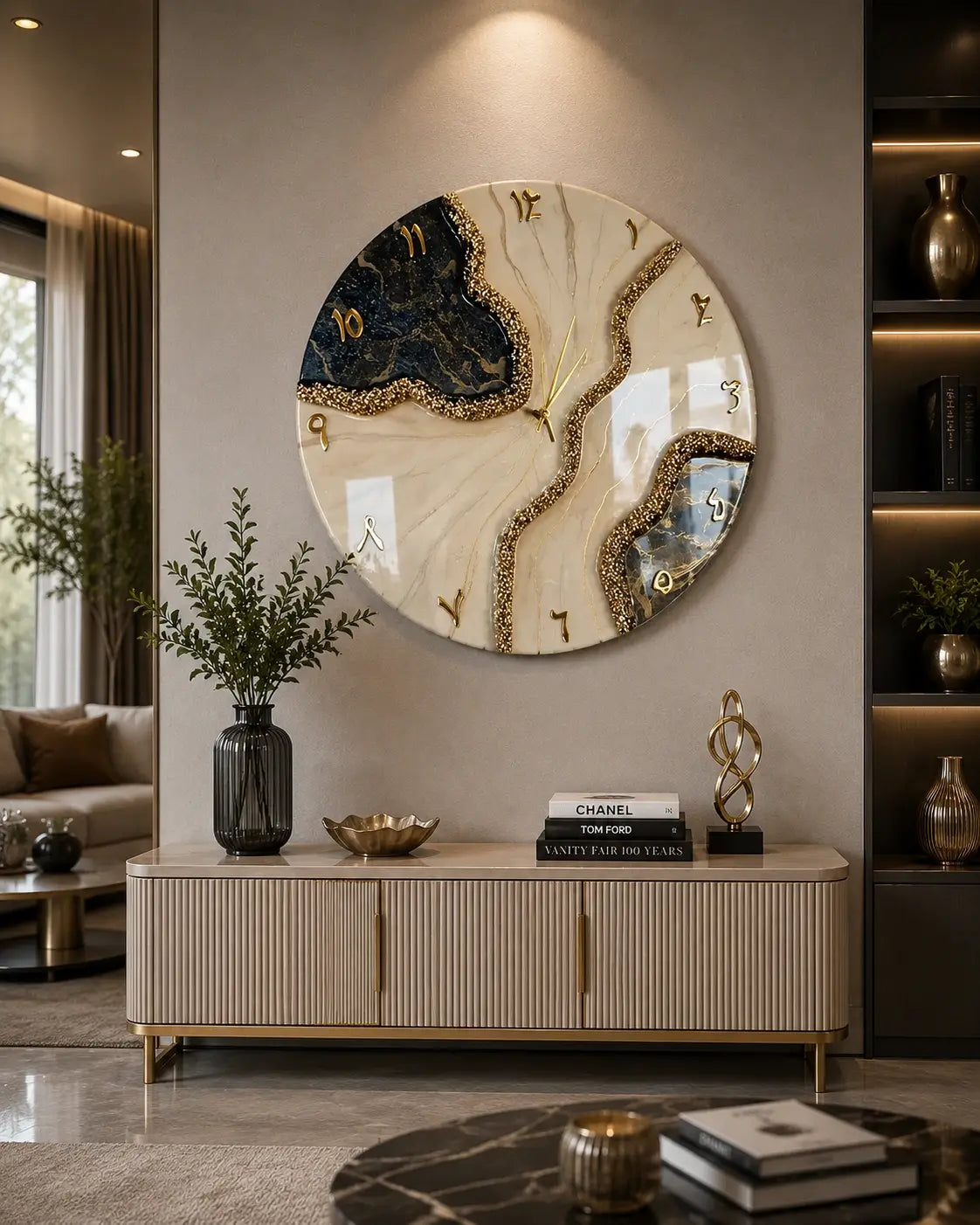 Galaxy Swirl Arabic Resin Wall Clock