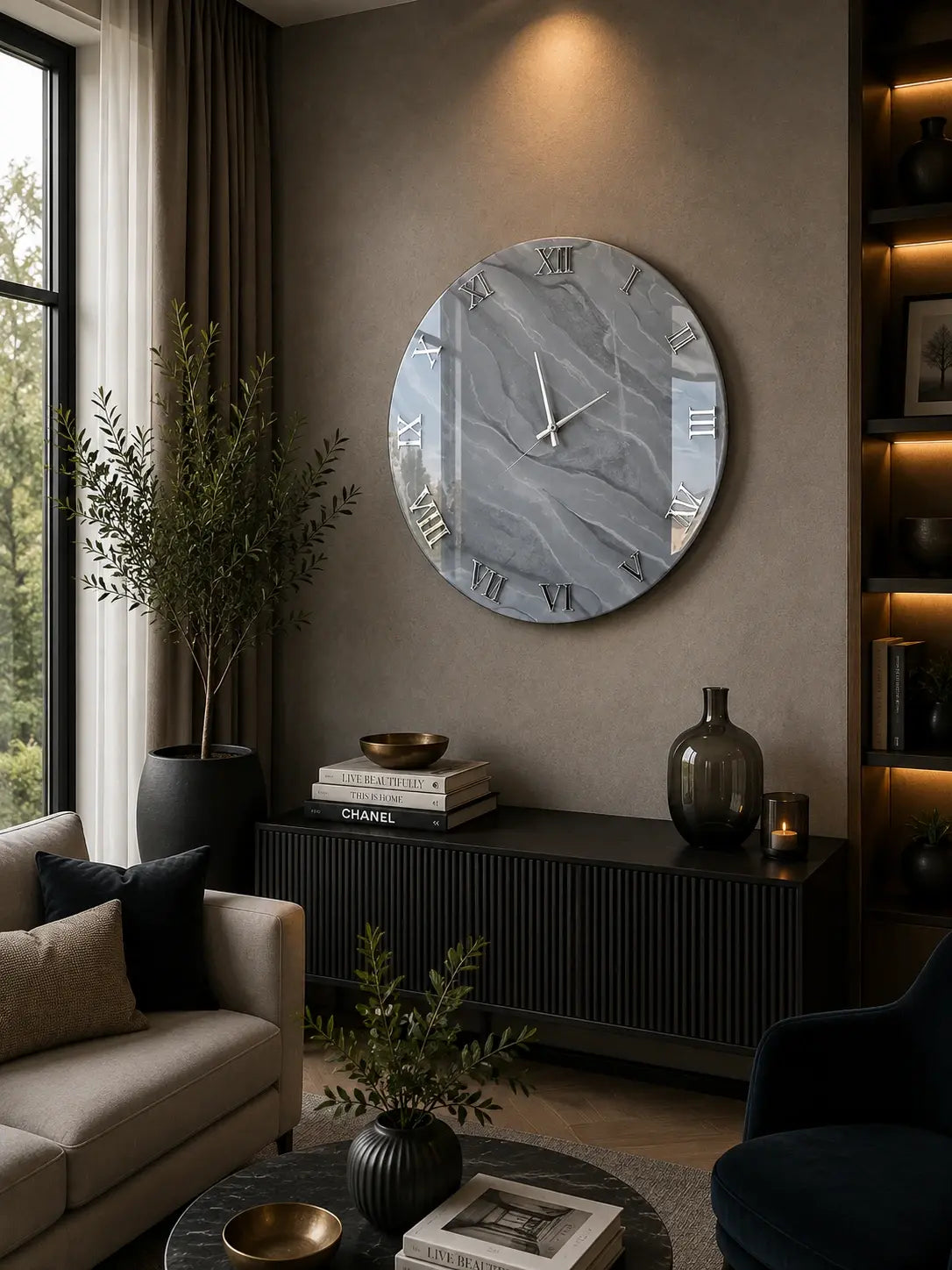 Coastal Pebble Luxury Resin Wall Clock