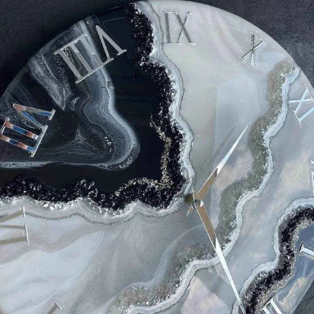 Black Pearl Epoxy Resin Wall Clock | Modern Wall Clocks - Pacific Resin Art
