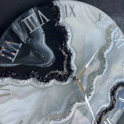 Black Pearl Epoxy Resin Wall Clock | Modern Wall Clocks - Pacific Resin Art