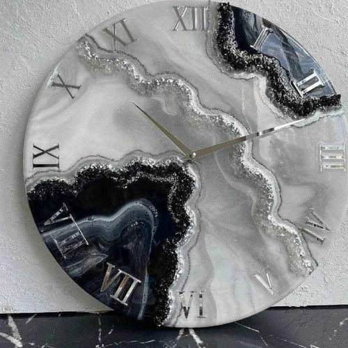 Black Pearl Epoxy Resin Wall Clock | Modern Wall Clocks - Pacific Resin Art