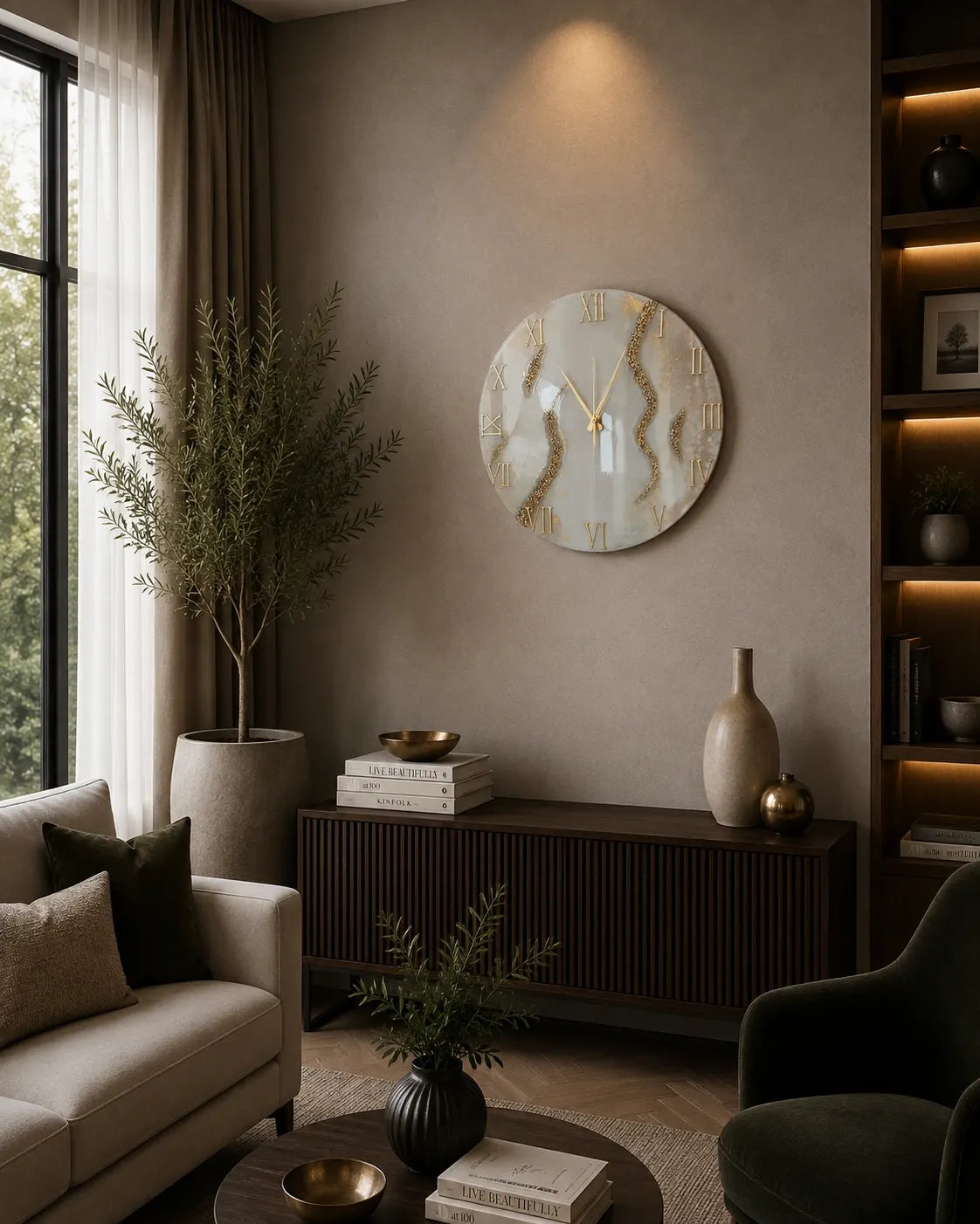 Creamy Stones Resin Wall Clock | Modern Home Decor