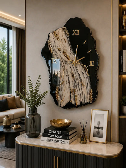 Marble Echo Uneven Resin Wall Clock