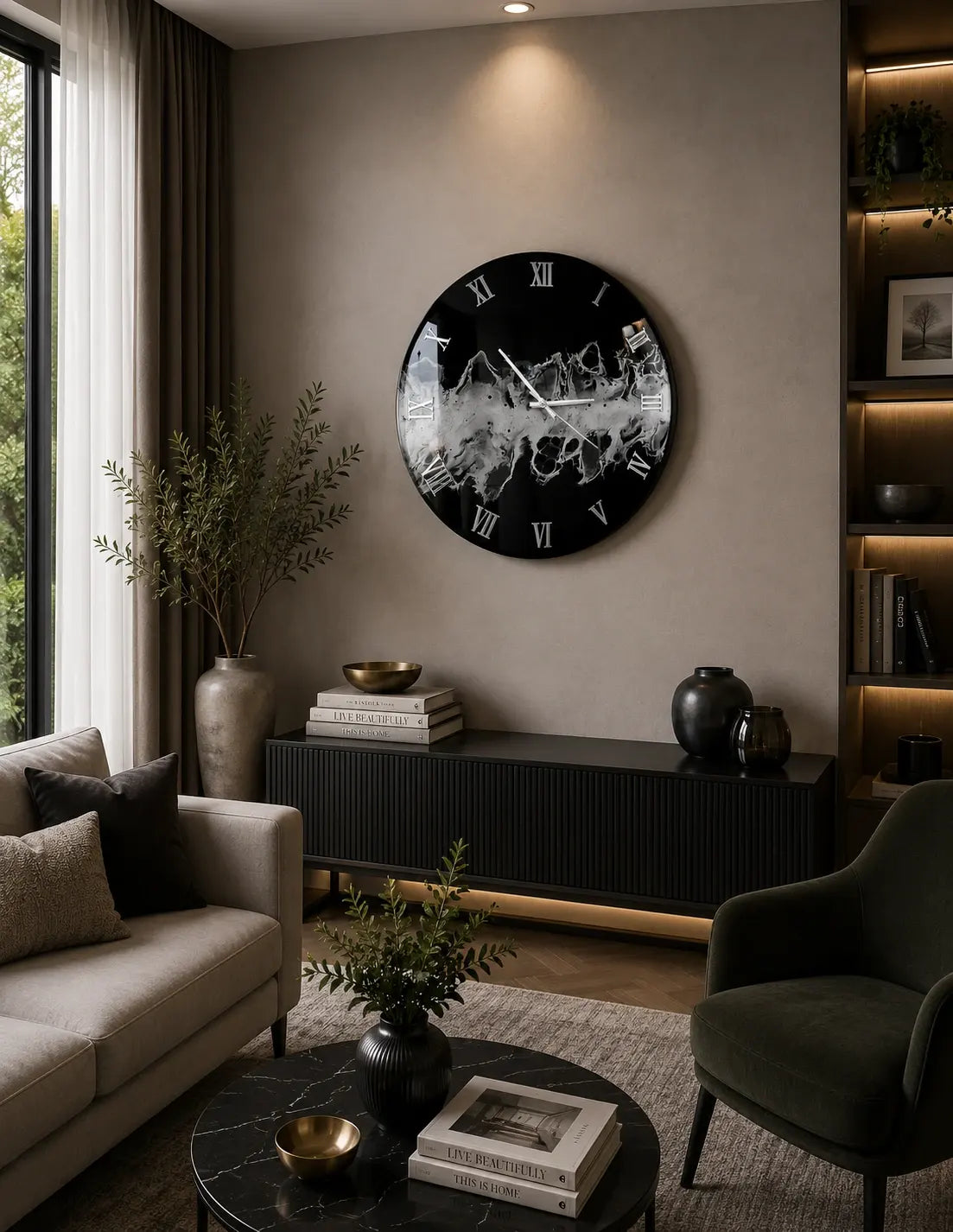 Black Snow Resin Wall Clock | Premium Decor
