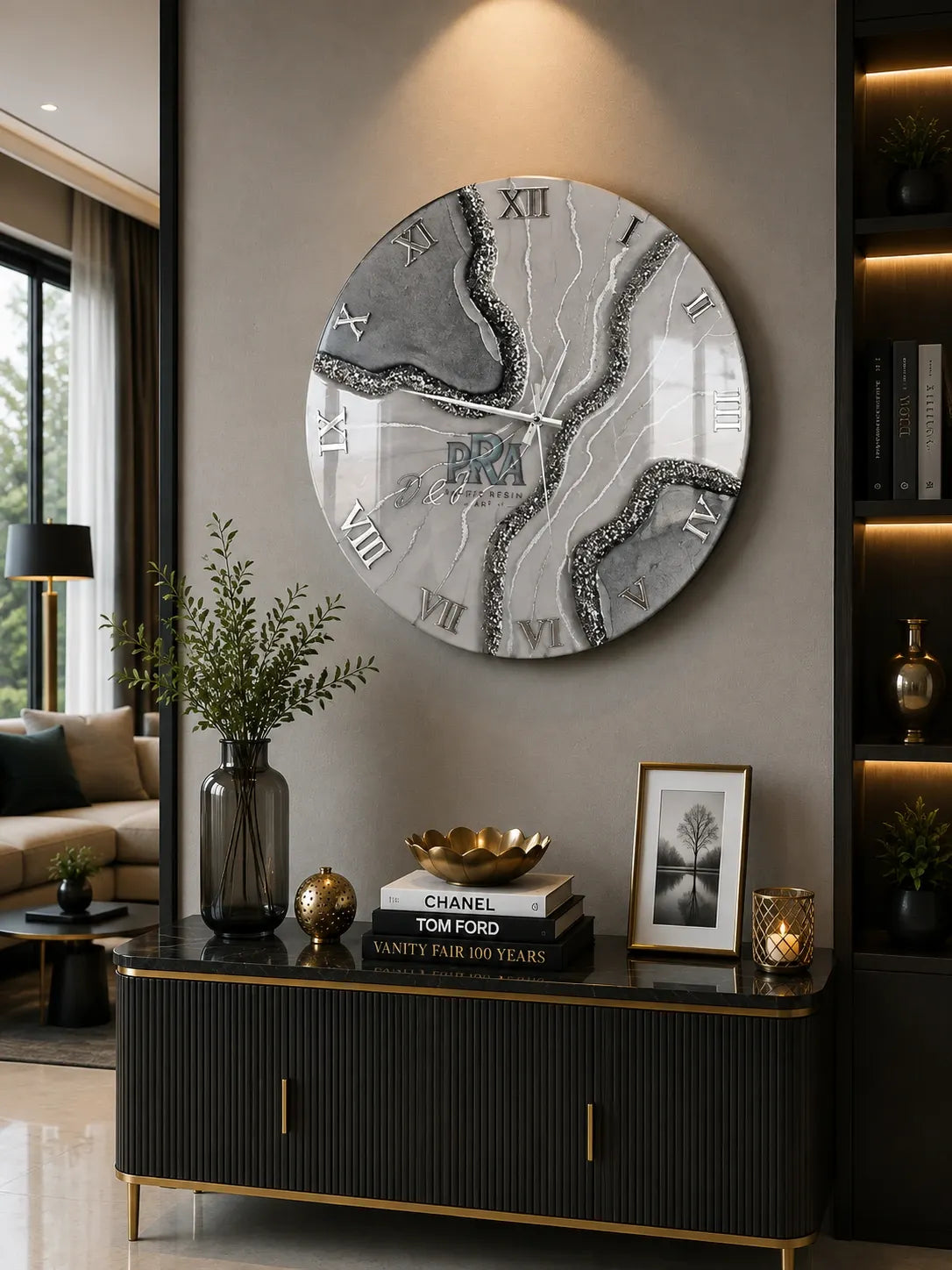 Grey Pearl Resin Wall Clock | Unique Wall Clock
