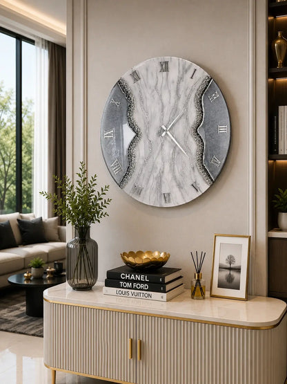Lagoon Grey Stones Resin Wall Clock