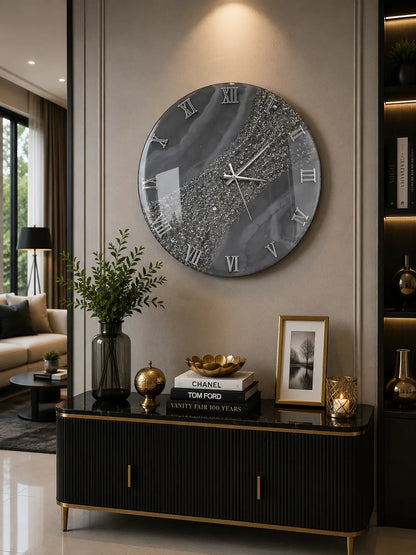 Grey Texture Luxury Resin Wall Clock