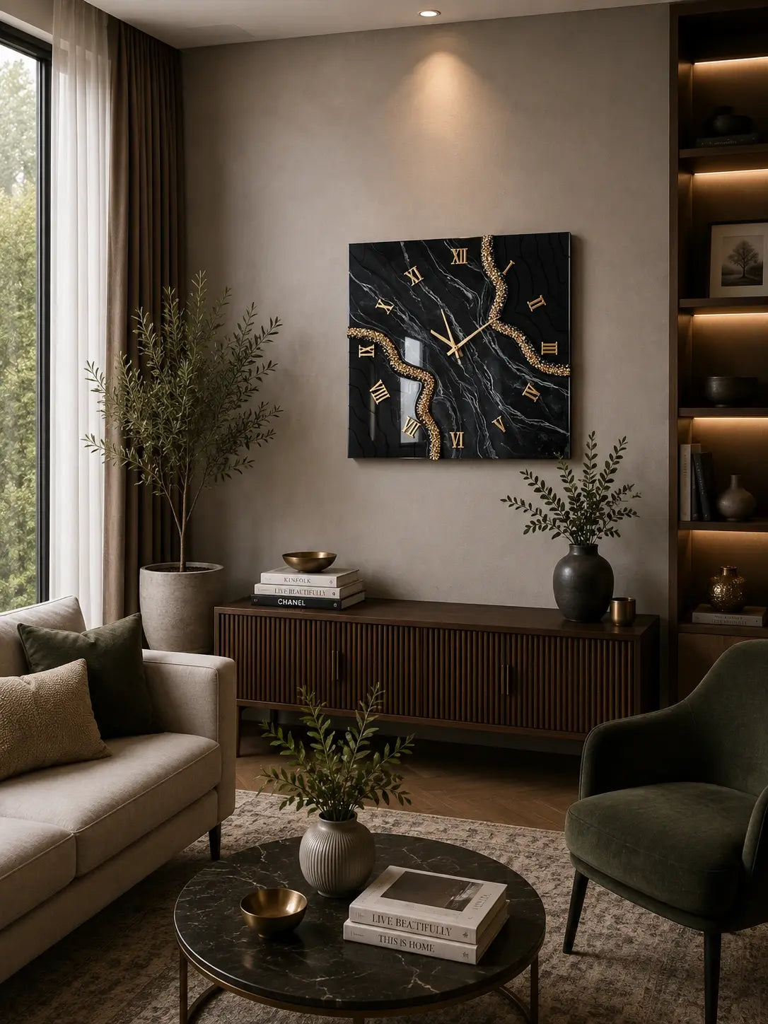 Black Edges Artisanal Resin Wall Clock