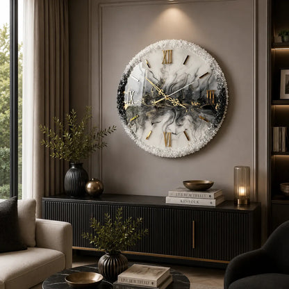 Ember Horizon Elegant Resin Wall Clock