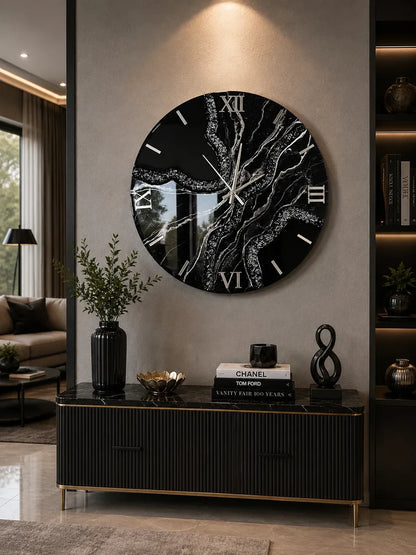 Geode Black Resin Wall Clock