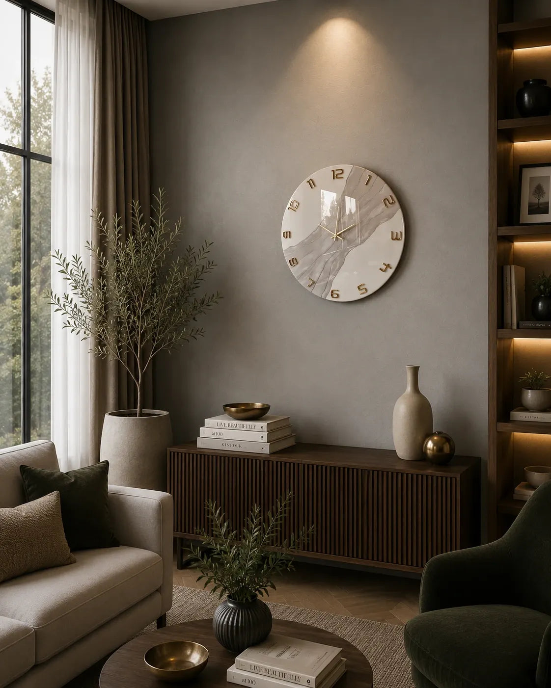 Creamy Waves Classy Resin Wall Clock