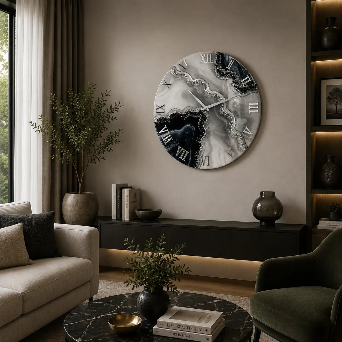 Black Pearl Epoxy Resin Wall Clock | Modern Wall Clocks