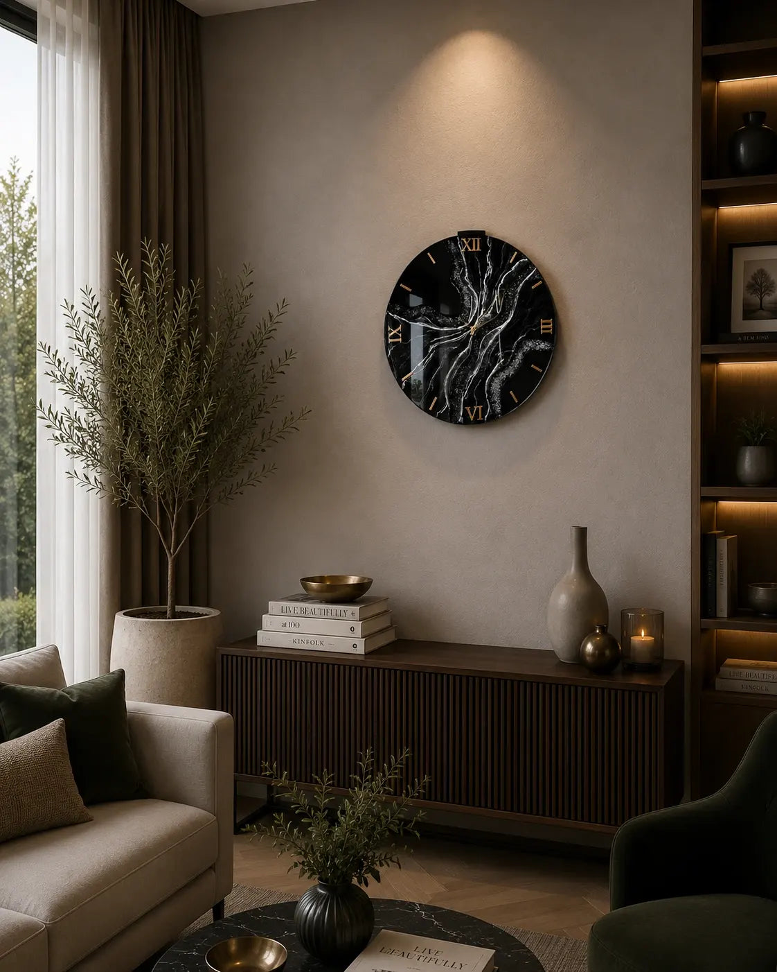 Crimson Galaxy Arabic Resin Wall Clock