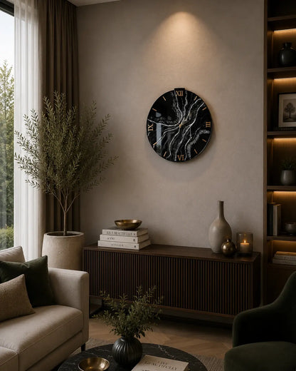 Crimson Galaxy Arabic Resin Wall Clock