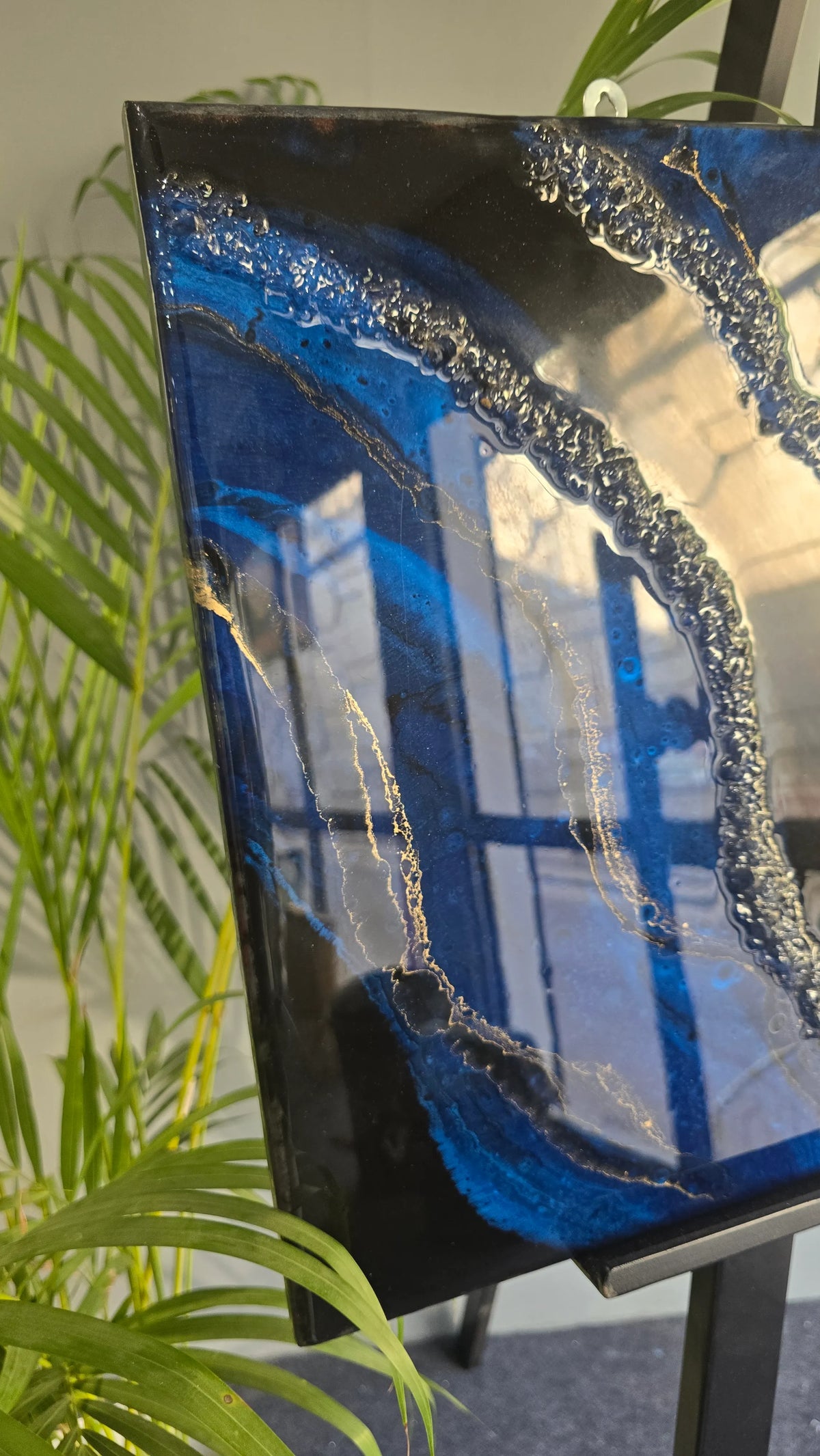 Blue & Black Luxury Resin Wall Clock | Gold Roman Dial
