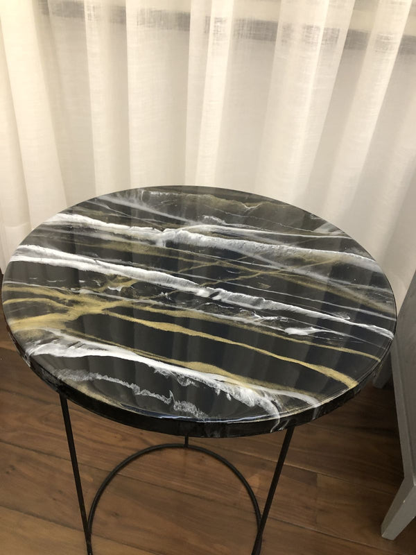 Crystal Luxe Resin Coffee Table with Legs
