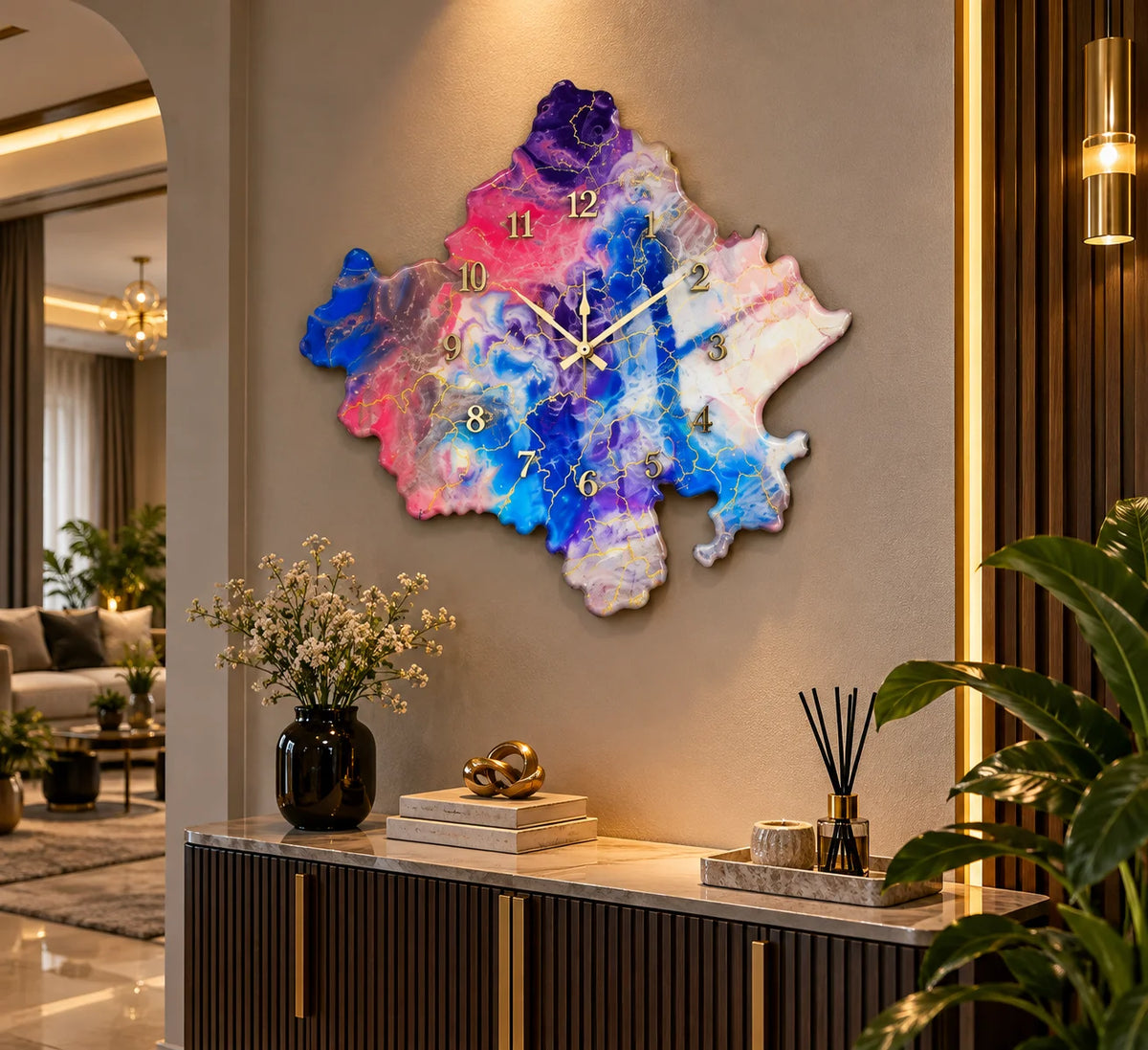 Multicolor Abstract Resin Wall Clock | Artistic Luxe