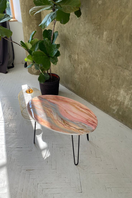 Forest Creek Flow resin coffee Table with legs - Pacific Resin Art
