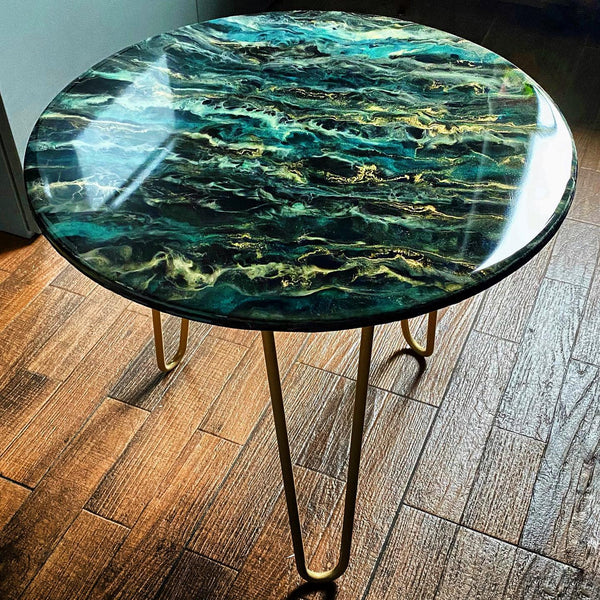“Spectrum Dream Resin Coffee Table with Legs”