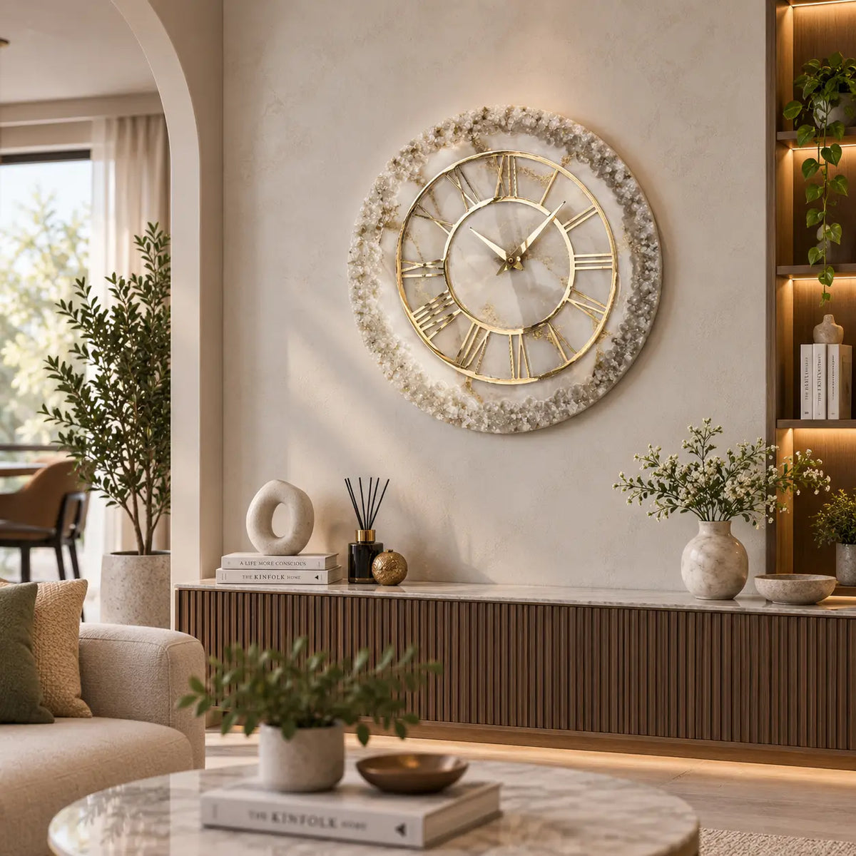 Creamy Ring Epoxy Resin Wall Clock | Unique Clocks For Decor