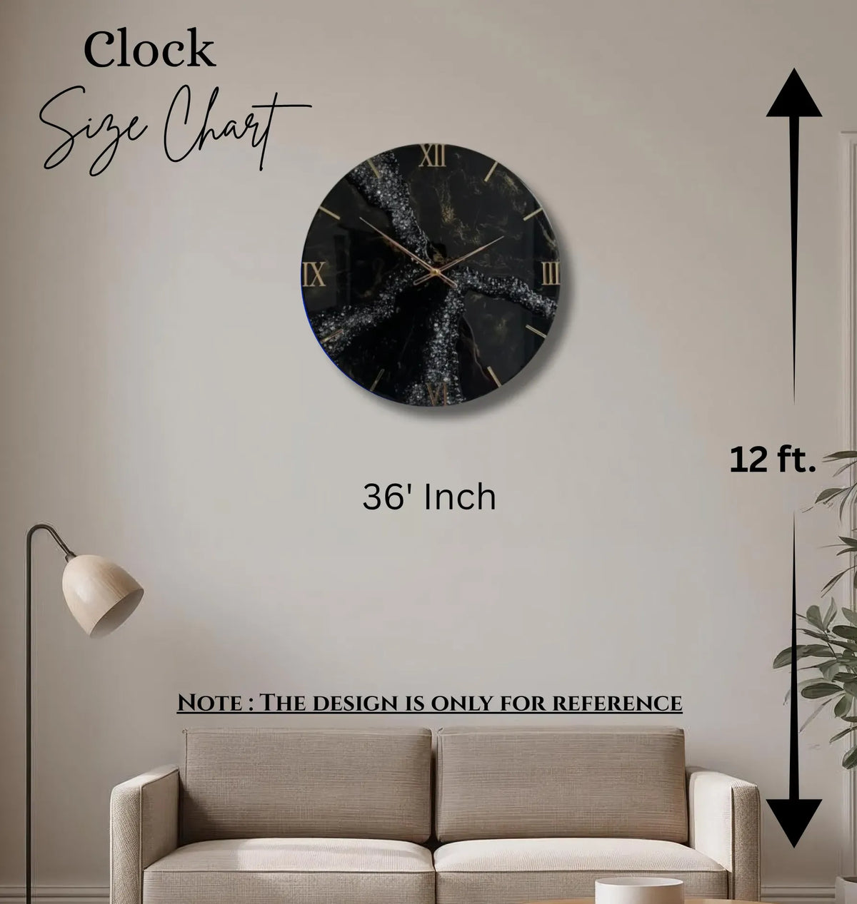 Black & Gold Resin Wall Clock | Royal Elegance