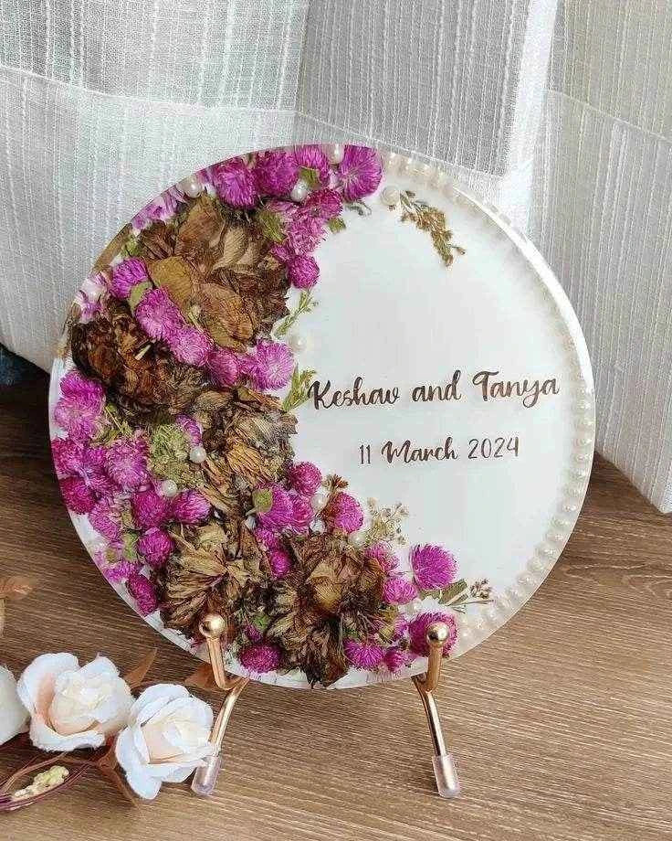 White Round Resin Varmala Preservation - Pacific Resin Art