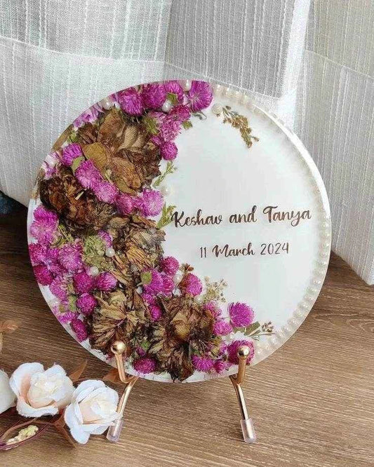 White Round Resin Varmala Preservation - Pacific Resin Art