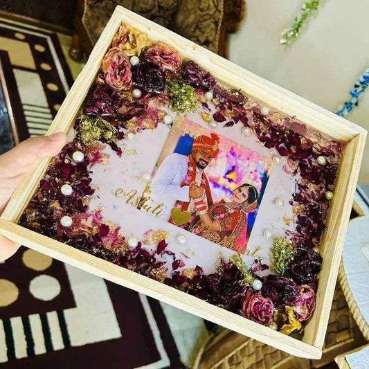 Wooden Pink Resin Wedding Varmala Preservation - Pacific Resin Art