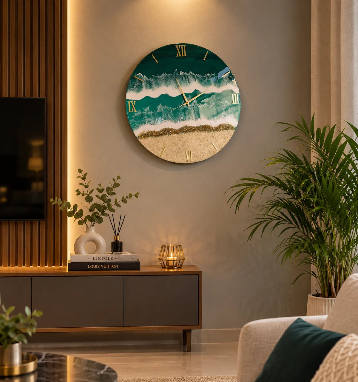 Ocean Wave Resin Wall Clock | Coastal Elegance