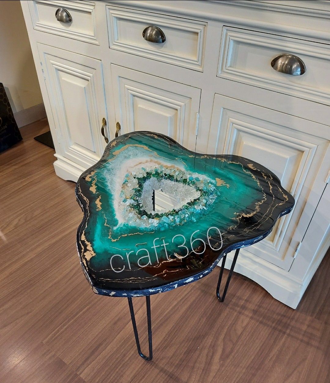 Aurora Glow Resin Coffee Table with legs