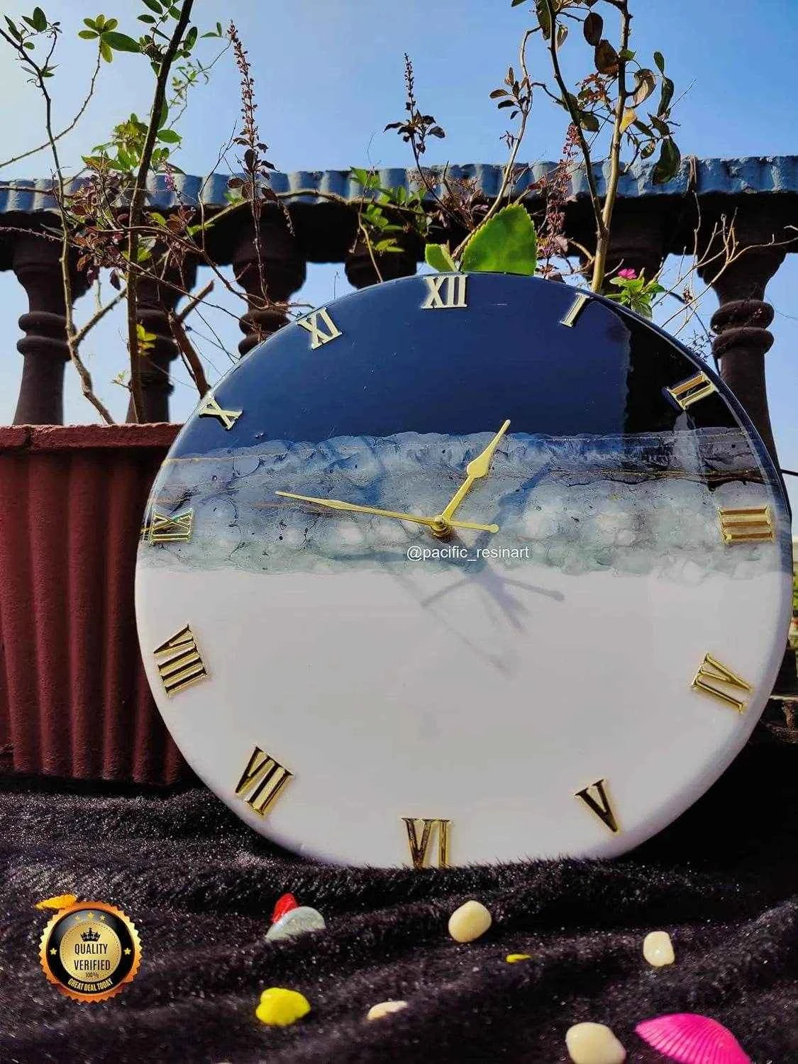 Thunder Black Roman Resin wall clock | Premium Wall Clock - Pacific Resin Art