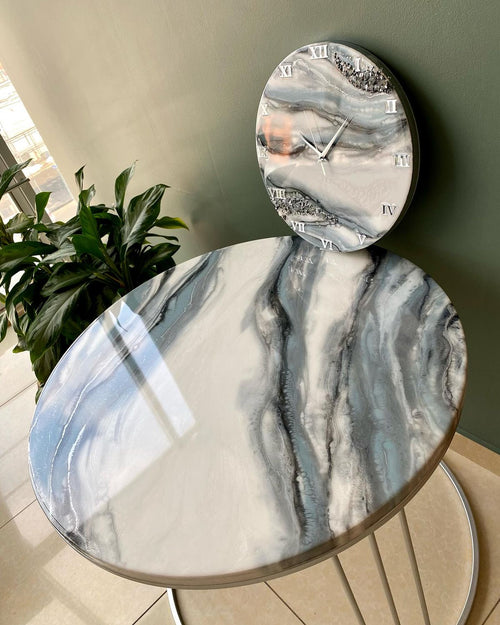 Pearl Mist Resin Coffee Table with Legs - Pacific Resin Art