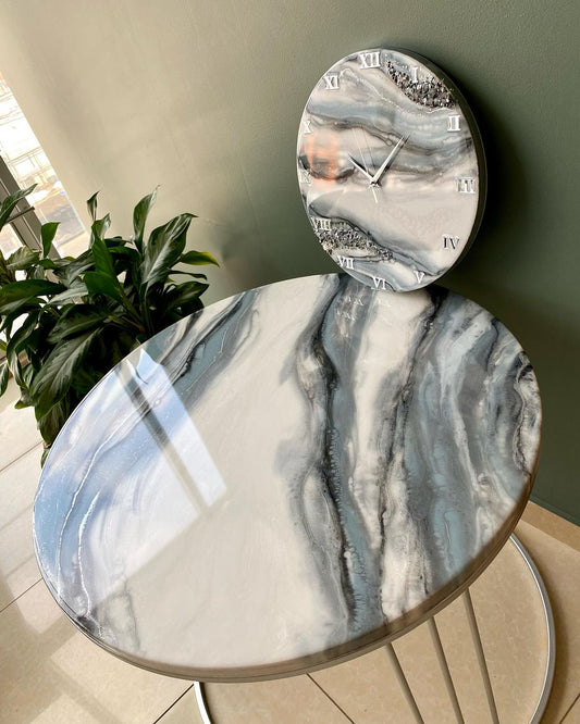 Pearl Mist Resin Coffee Table with Legs - Pacific Resin Art