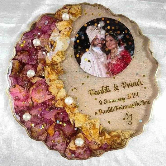 Uneven Round Pure Resin Varmala Preservation - Pacific Resin Art