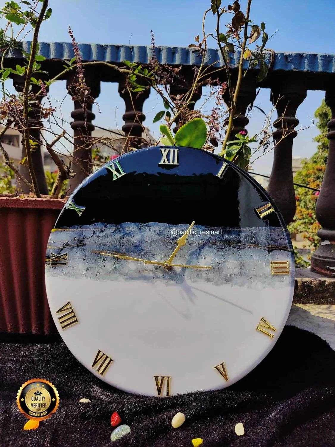 Thunder Black Roman Resin wall clock | Premium Wall Clock - Pacific Resin Art