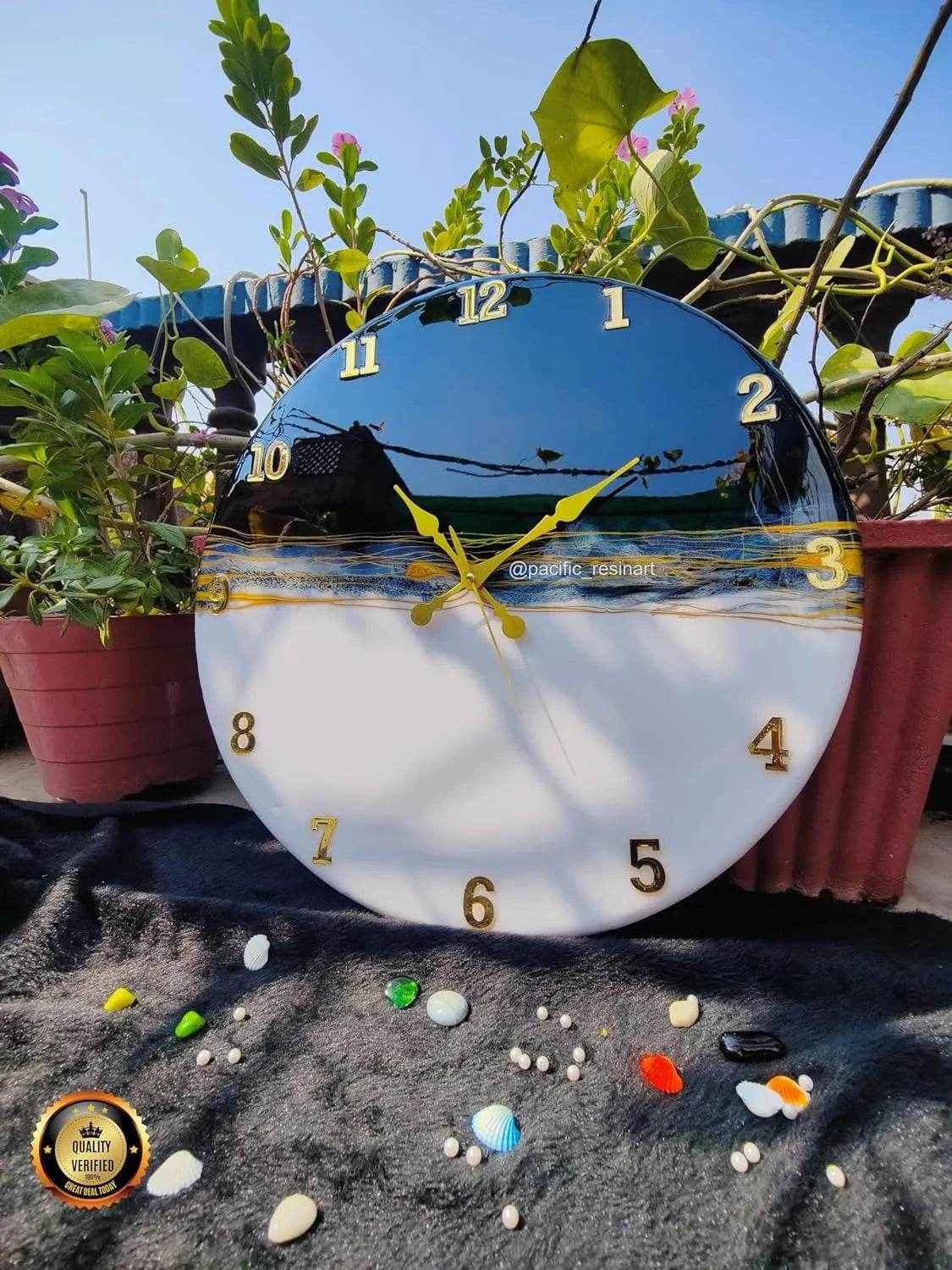 Thunder Black Numeric Resin wall clock - Pacific Resin Art