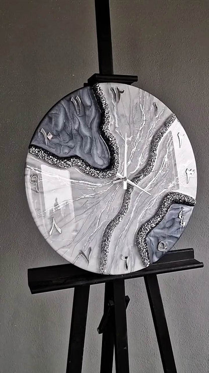 Midnight Bloom Resin Art Wall Clock - Pacific Resin Art