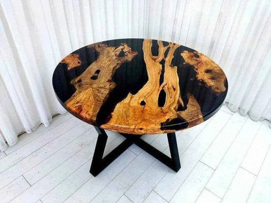 Black Fire Style Wooden Resin Table | Epoxy resin art Coffee table for Home Decor - Pacific Resin Art