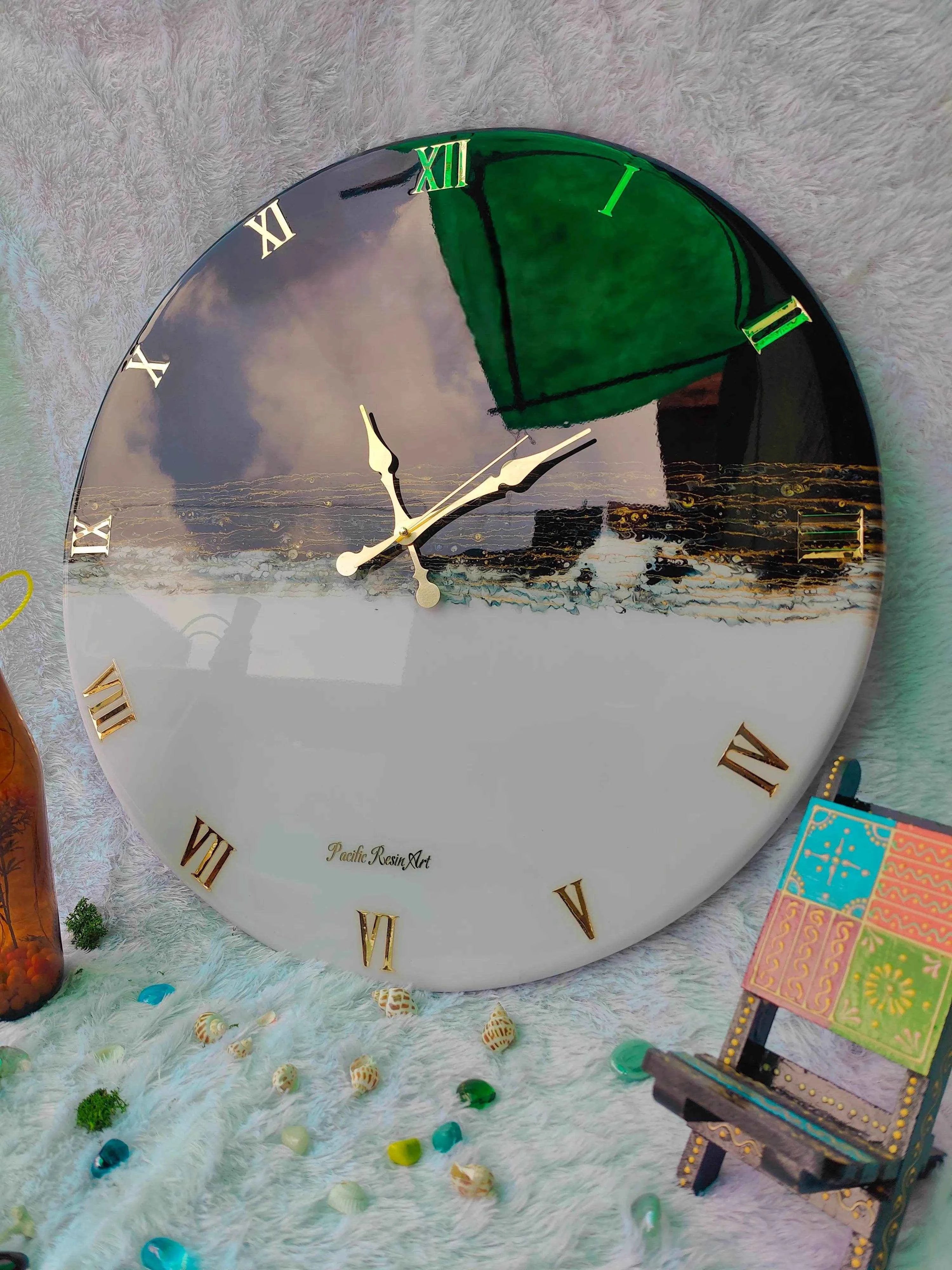 Thunder Black Resin Wall Clock | Resin Art For Home Decor - Pacific Resin Art