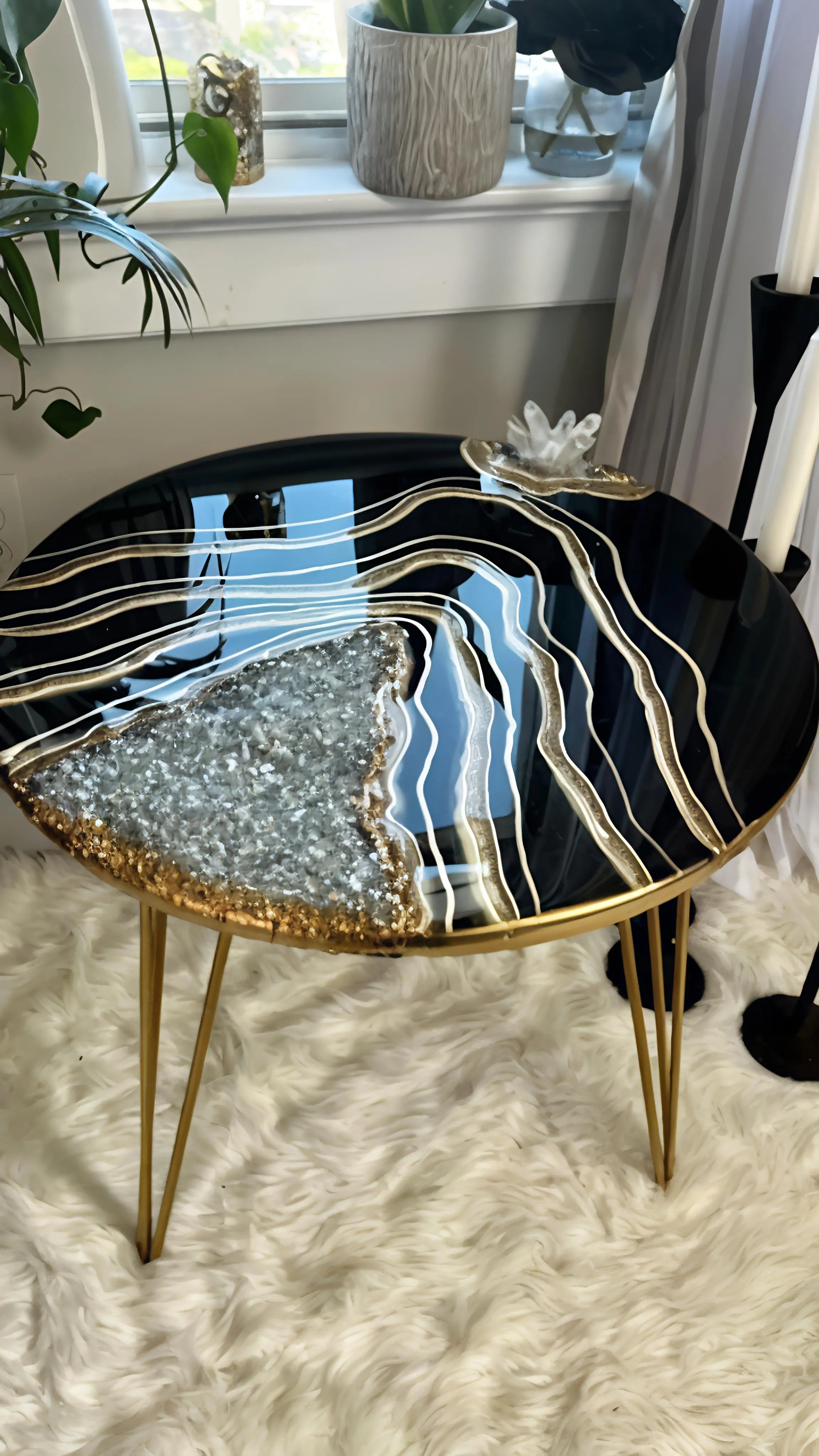 Crystal Canyon Handcrafted Resin Coffee Table with legs - Pacific Resin Art