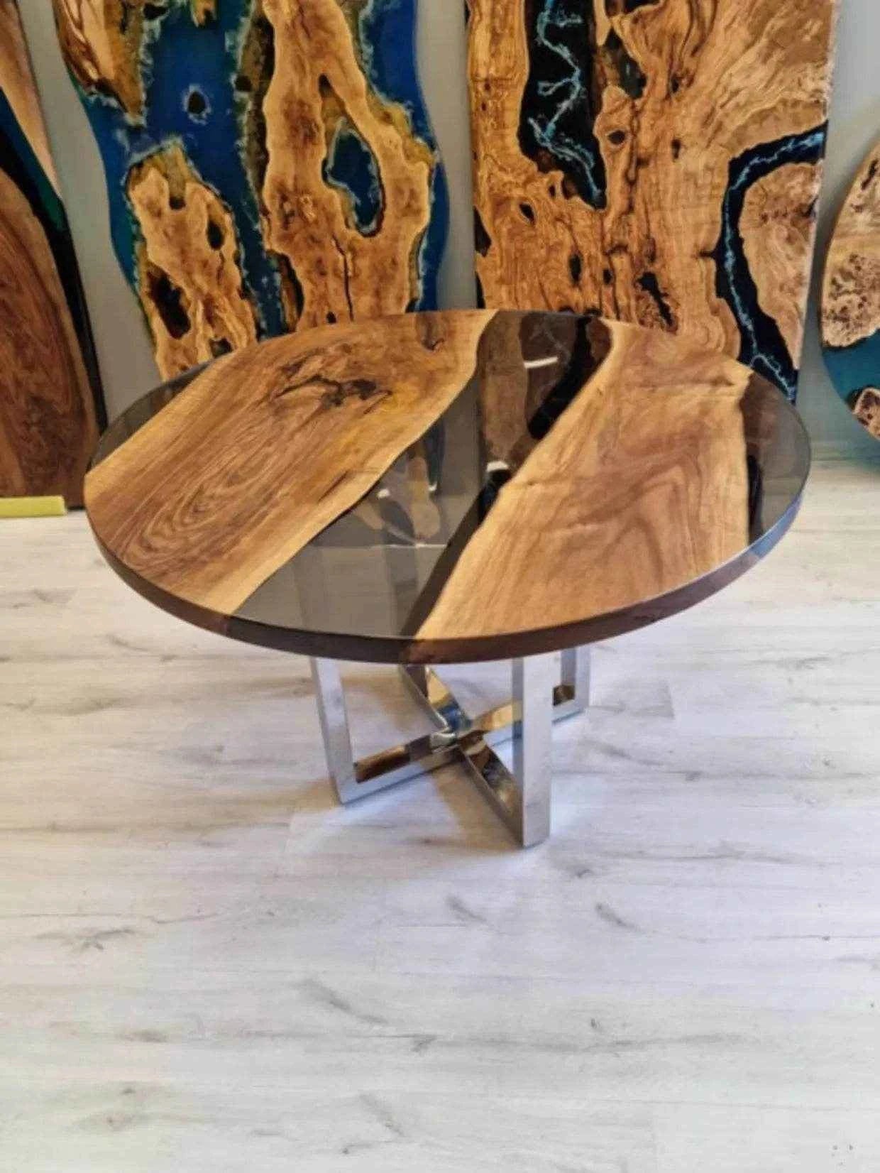 Modern Mirage Wooden Resin Coffee Table with legs - Pacific Resin Art