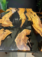 Prism Aura Black Resin Dining Table | Luxury Wooden Table For Dining with legs - Pacific Resin Art