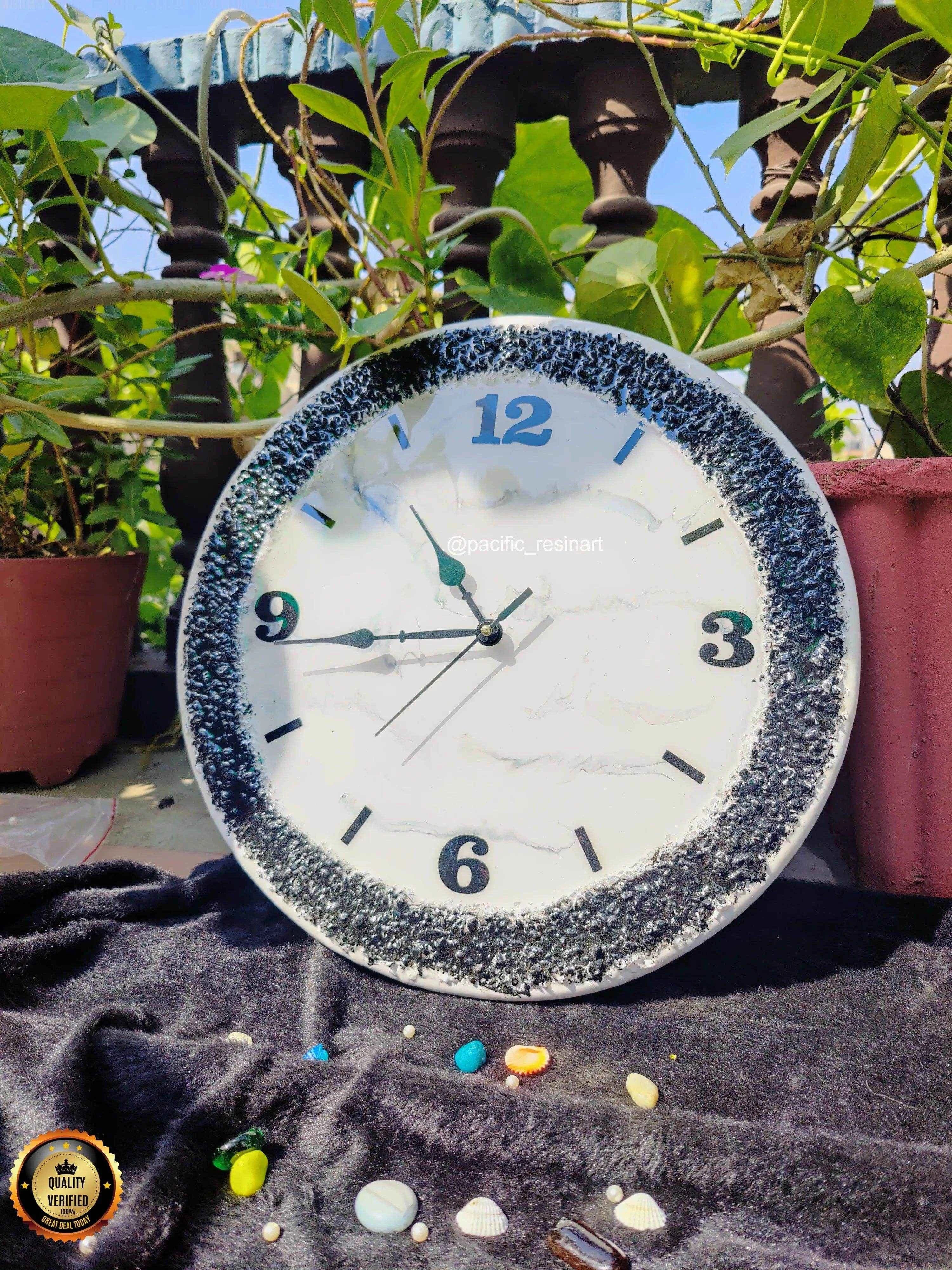 Curvy Black Resin wall clock | Premium Epoxy Art - Pacific Resin Art